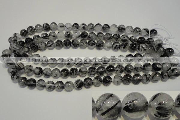 CRU503 15.5 inches 10mm round black rutilated quartz beads wholesale