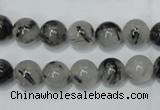 CRU51 15.5 inches 6mm round black rutilated quartz beads wholesale