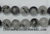 CRU52 15.5 inches 8mm round black rutilated quartz beads wholesale