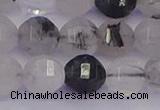 CRU522 15.5 inches 8mm faceted round black rutilated quartz beads