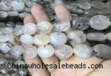 CRU528 15.5 inches 13*18mm oval black rutilated quartz beads
