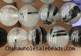 CRU536 15.5 inches 6mm round black rutilated quartz beads wholesale