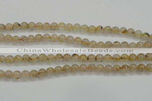 CRU552 15.5 inches 8mm round golden rutilated quartz beads