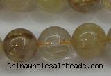 CRU554 15.5 inches 12mm round golden rutilated quartz beads