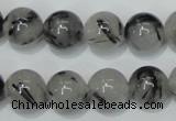 CRU56 15.5 inches 16mm round black rutilated quartz beads wholesale