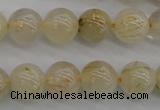 CRU582 15.5 inches 8mm round golden rutilated quartz beads