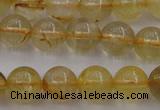 CRU602 15.5 inches 8mm round golden rutilated quartz beads