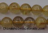 CRU612 15.5 inches 8mm round golden rutilated quartz beads