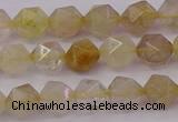 CRU621 15.5 inches 6mm faceted nuggets golden rutilated quartz beads