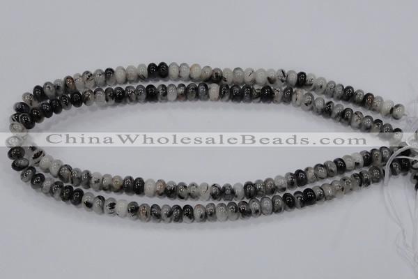 CRU63 15.5 inches 5*8mm rondelle black rutilated quartz beads