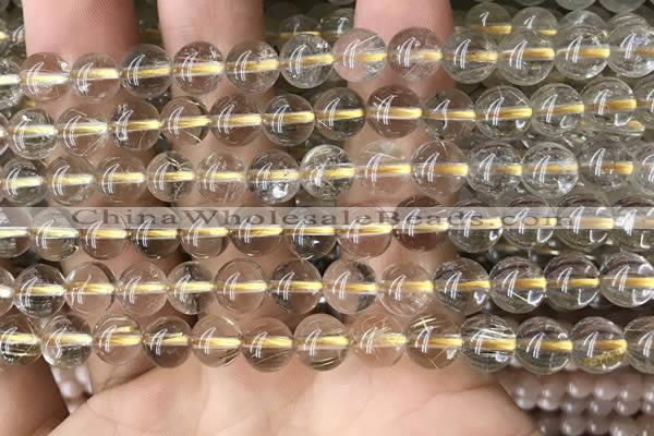 CRU630 15.5 inches 7mm round golden rutilated quartz beads