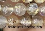 CRU636 15.5 inches 6mm round golden rutilated quartz beads