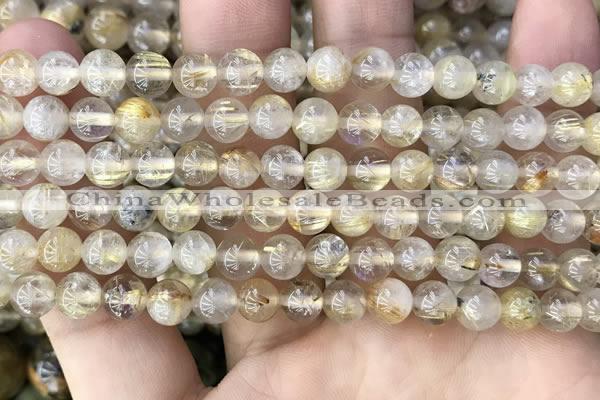 CRU636 15.5 inches 6mm round golden rutilated quartz beads