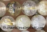 CRU637 15.5 inches 8mm round golden rutilated quartz beads