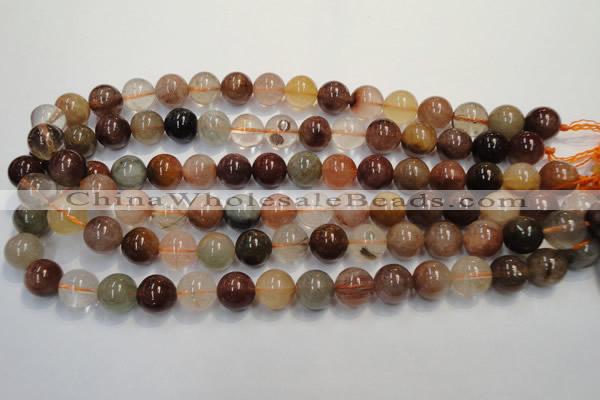 CRU655 15.5 inches 12mm round Multicolor rutilated quartz beads