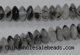 CRU66 15.5 inches 5*10mm rondelle black rutilated quartz beads