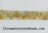 CRU667 15.5 inches 6mm faceted round golden rutilated quartz beads