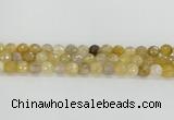 CRU668 15.5 inches 8mm faceted round golden rutilated quartz beads