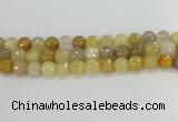 CRU669 15.5 inches 10mm faceted round golden rutilated quartz beads