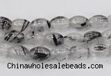 CRU71 15.5 inches 8*10mm rice black rutilated quartz beads wholesale