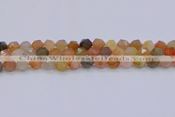 CRU769 15.5 inches 12mm faceted nuggets mixed rutilated quartz beads