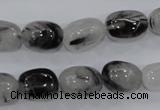 CRU77 15.5 inches 10*14mm nugget black rutilated quartz beads