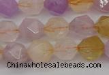 CRU773 15.5 inches 10mm faceted nuggets lavender amethyst & citrine beads