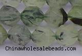 CRU793 15.5 inches 10mm faceted nuggets green rutilated quartz beads