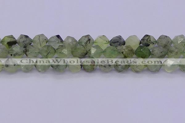 CRU794 15.5 inches 12mm faceted nuggets green rutilated quartz beads