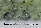 CRU802 15.5 inches 8mm faceted round prehnite gemstone beads