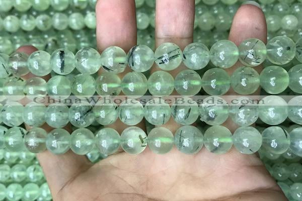 CRU813 15.5 inches 10mm round green rutilated quartz beads