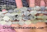CRU818 15.5 inches 12*16mm oval matte green rutilated quartz beads