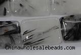 CRU86 15.5 inches 18*25mm rectangle black rutilated quartz beads