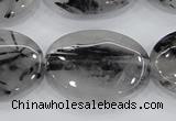 CRU89 15.5 inches 22*30mm oval black rutilated quartz beads wholesale