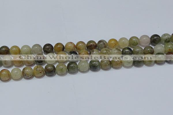 CRU903 15.5 inches 10mm round green rutilated quartz beads wholesale