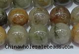 CRU904 15.5 inches 12mm round green rutilated quartz beads wholesale