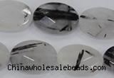 CRU91 15.5 inches 15*20mm faceted oval black rutilated quartz beads