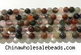 CRU912 15.5 inches 8mm faceted round mixed rutilated quartz beads