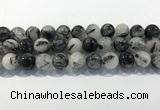 CRU933 15.5 inches 16mm round black rutilated quartz beads wholesale