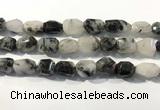CRU940 12*18mm - 18*25mm faceted nuggets black rutilated quartz beads