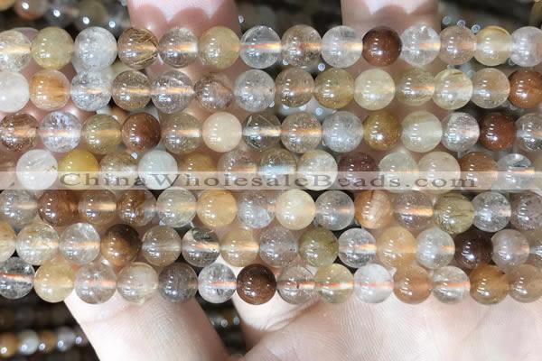 CRU944 15.5 inches 6mm round mixed rutilated quartz beads