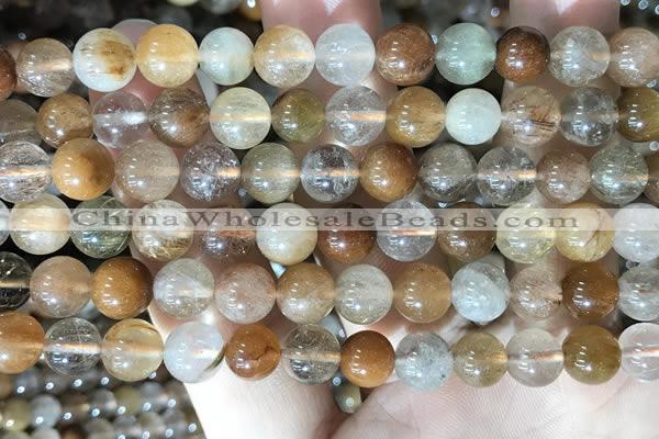 CRU945 15.5 inches 8mm round mixed rutilated quartz beads