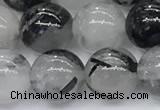 CRU956 15.5 inches 10mm round black rutilated quartz beads