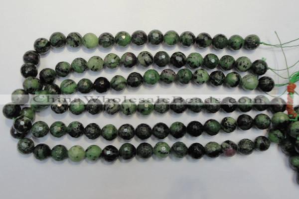 CRZ108 15.5 inches 12mm faceted round ruby zoisite gemstone beads