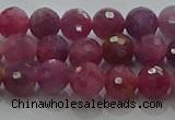 CRZ1121 15.5 inches 5mm faceted round natural ruby gemstone beads