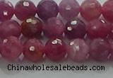 CRZ1122 15.5 inches 6mm faceted round natural ruby gemstone beads