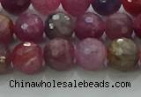 CRZ1123 15.5 inches 7mm faceted round natural ruby gemstone beads