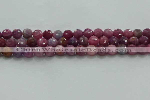 CRZ1125 15.5 inches 9mm faceted round natural ruby gemstone beads