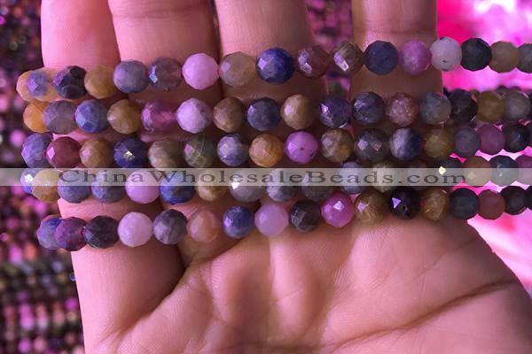 CRZ1131 15.5 inches 6mm faceted round ruby sapphire beads