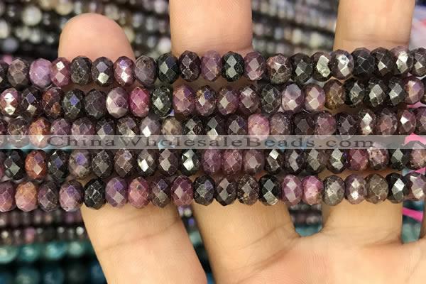 CRZ1137 15.5 inches 4*6mm faceted rondelle ruby gemstone beads